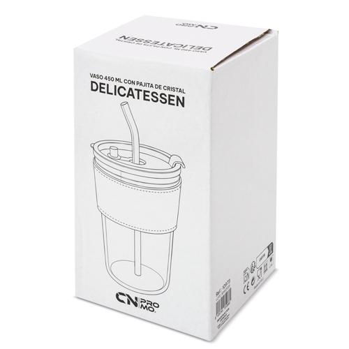 VASO 450 ML CON PAJITA DE CRISTAL "DELICATESSEN"