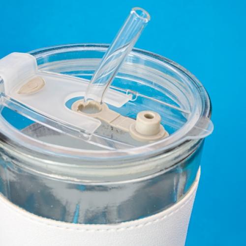 VASO 450 ML CON PAJITA DE CRISTAL "DELICATESSEN"