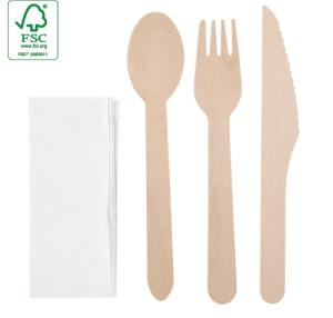 SET DE CUBIERTOS MADERA 4 PCS "COMPLEC"