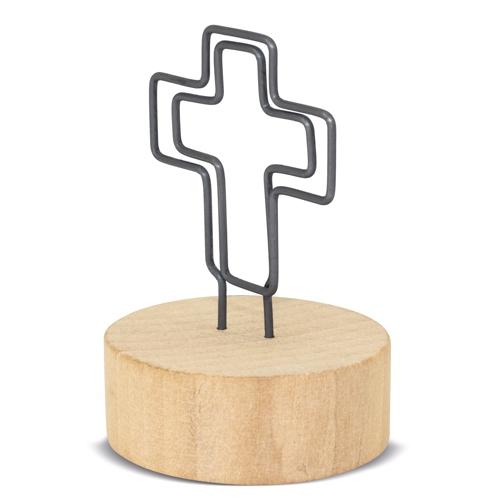 MEMO CLIP CON BASE DE MADERA "CRUCI"