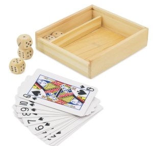 SET DE MADERA BARAJA Y DADOS