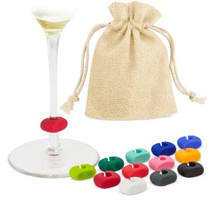 SET 12 MARCADORES DE SILICONA PARA COPAS "SAZUL"