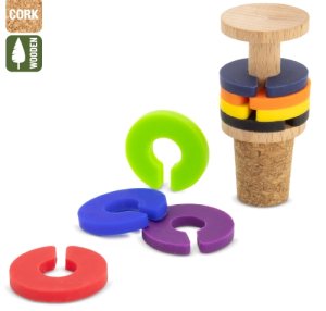 TAPON CORCHO Y MADERA CON ANILLAS IDENTIFICADORAS PARA COPAS "TRIANA"