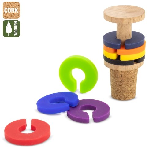 TAPON CORCHO Y MADERA CON ANILLAS IDENTIFICADORAS PARA COPAS "TRIANA"