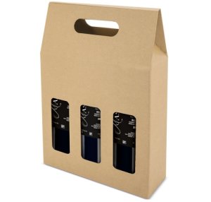CAJA CARTON VENTANA 3 BOTELLAS "TREVISO"