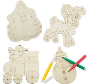 SET PIEZAS MADERA HAPPY CHRISTMAS ( 4 PCS)