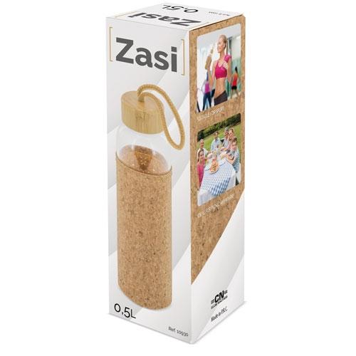 BOTELLA CRISTAL TAPON BAMBU/CORCHO &quot;ZASI&quot;